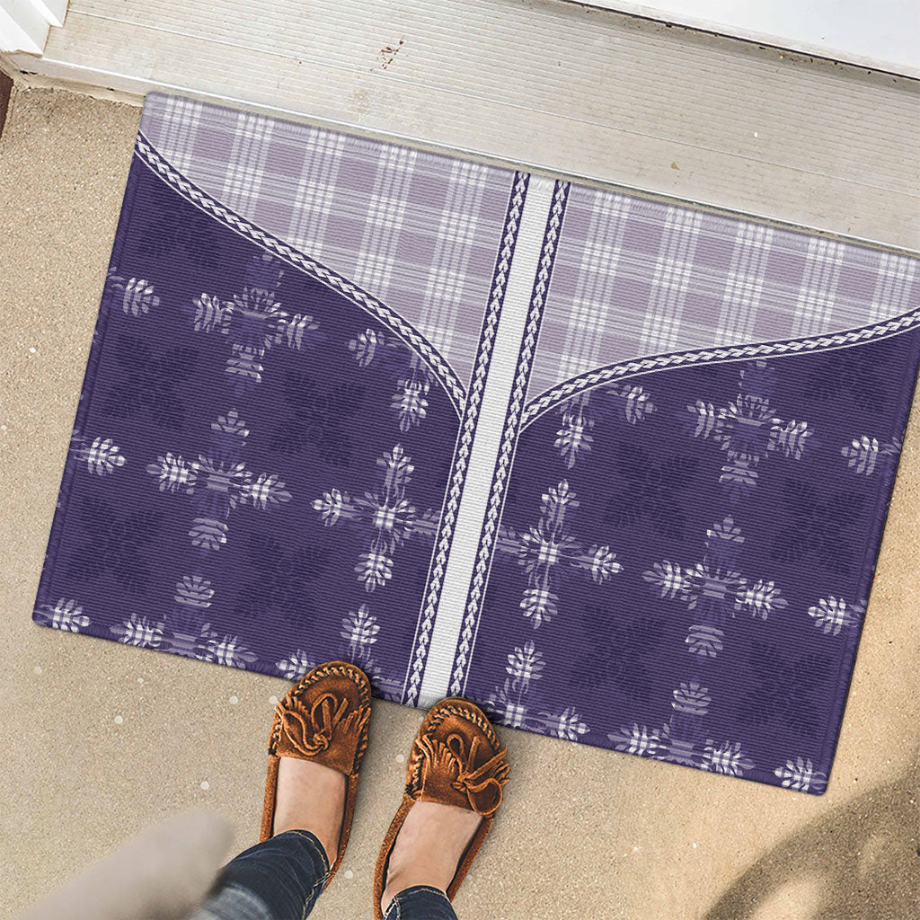 Purple Hawaii Paniolo Quilt Motif Rubber Doormat LT05 - Polynesian Pride