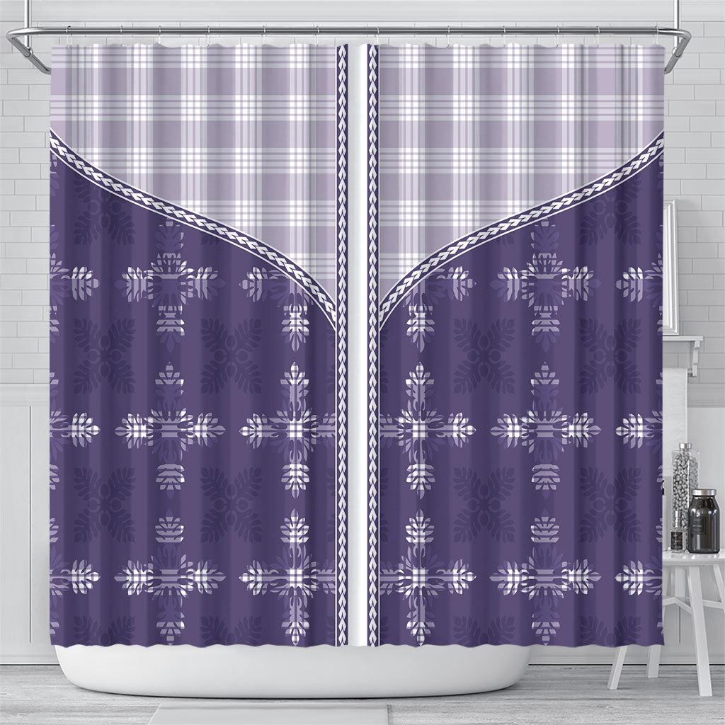 Purple Hawaii Paniolo Quilt Motif Shower Curtain LT05 - Polynesian Pride