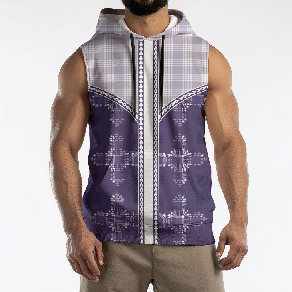 Purple Hawaii Paniolo Quilt Motif Sleeveless Hoodie LT05 - Polynesian Pride