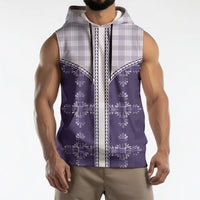 Purple Hawaii Paniolo Quilt Motif Sleeveless Hoodie LT05 - Polynesian Pride