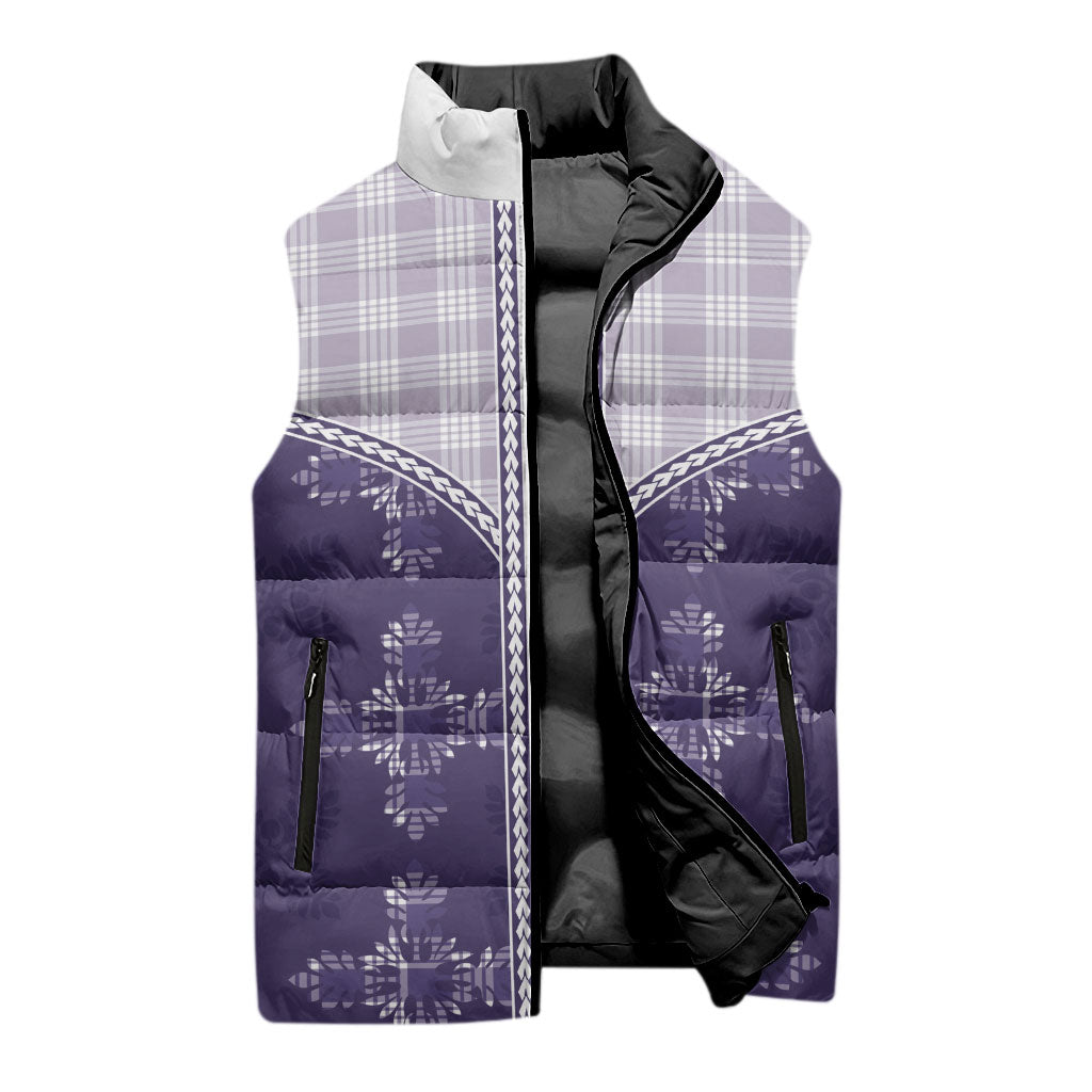 Purple Hawaii Paniolo Quilt Motif Sleeveless Puffer Jacket LT05 - Polynesian Pride
