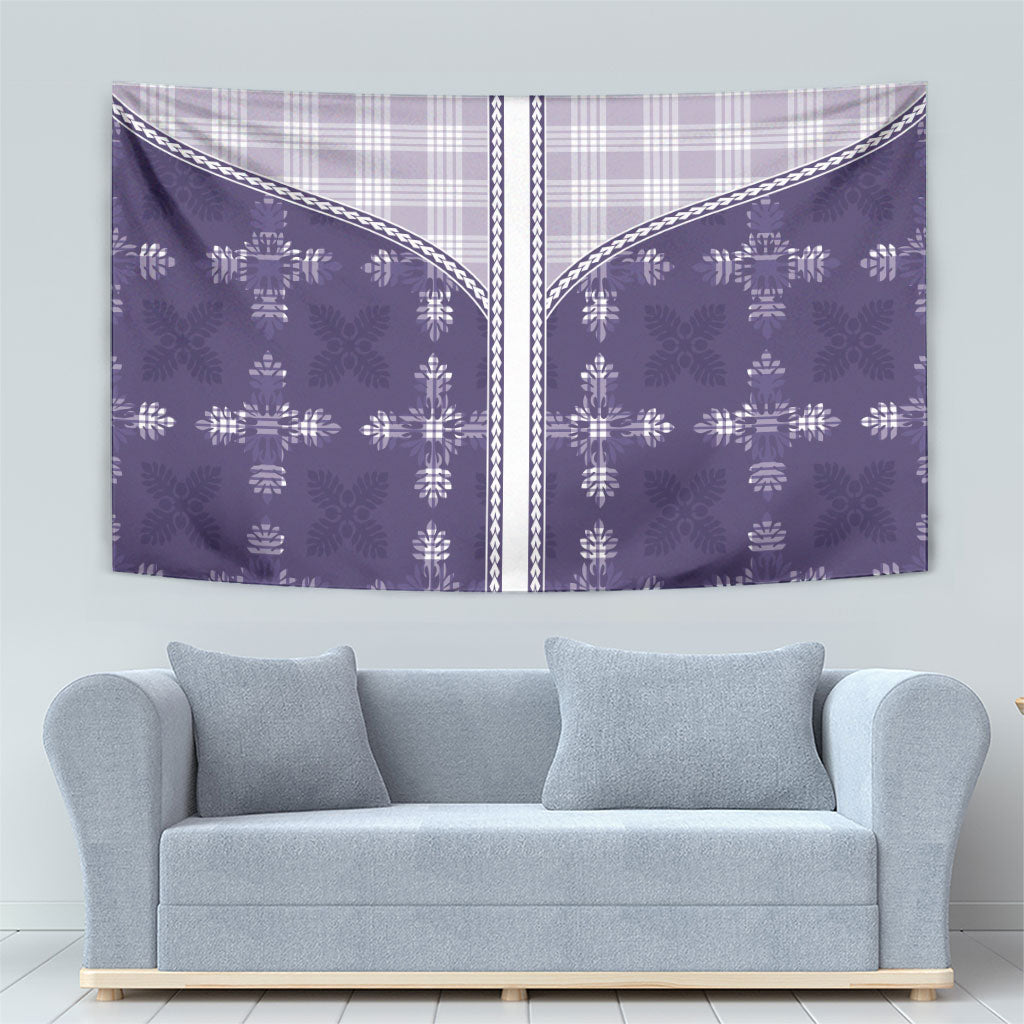 Purple Hawaii Paniolo Quilt Motif Tapestry LT05 - Polynesian Pride