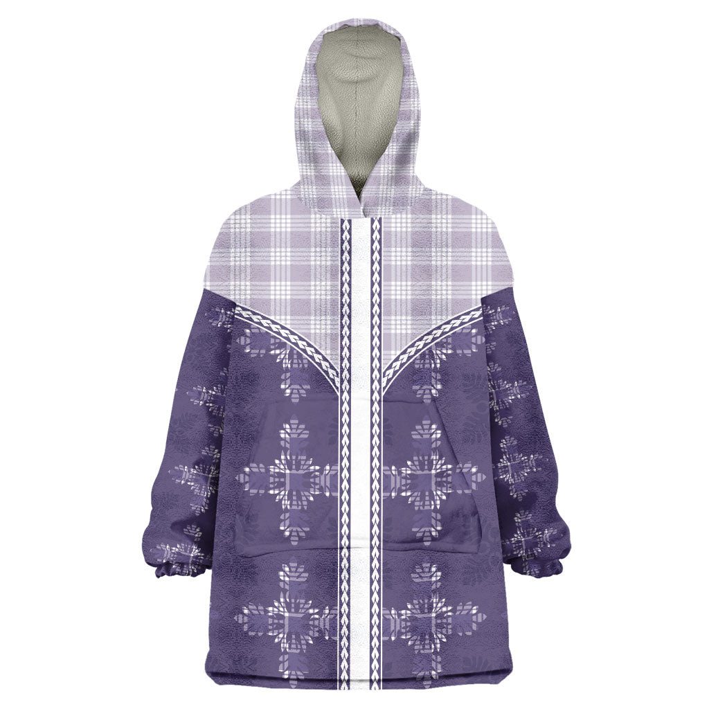 Purple Hawaii Paniolo Quilt Motif Wearable Blanket Hoodie LT05 One Size Purple - Polynesian Pride