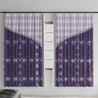 Purple Hawaii Paniolo Quilt Motif Window Curtain LT05 With Hooks Purple - Polynesian Pride