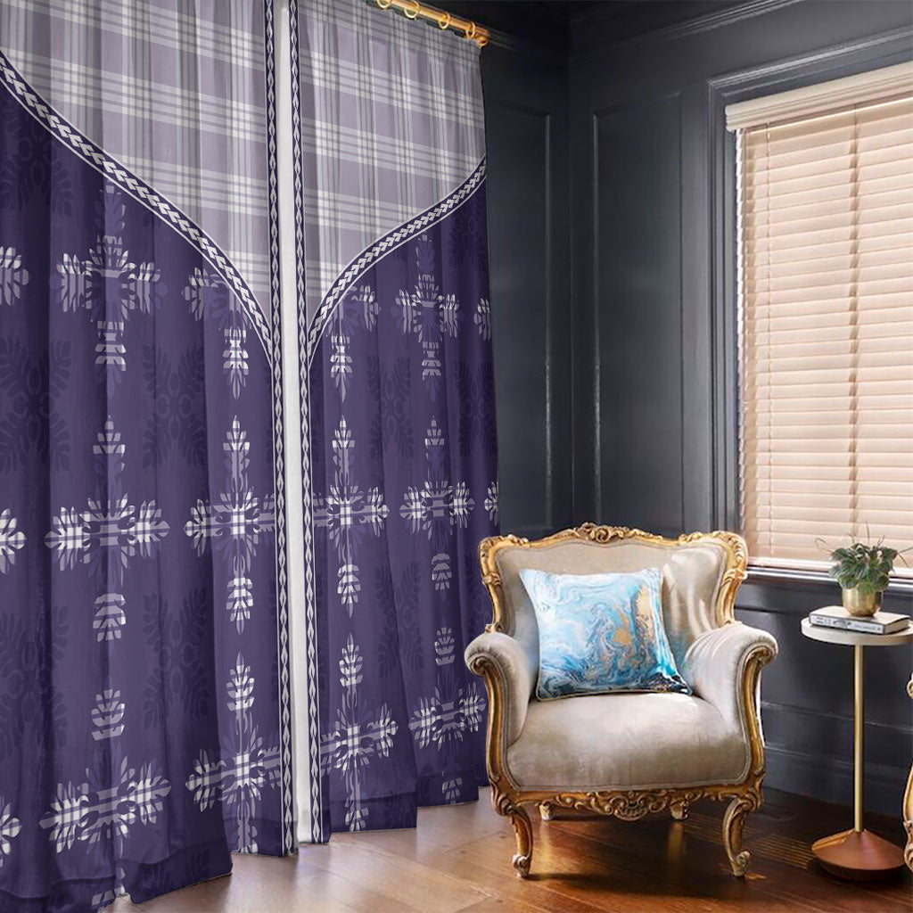 Purple Hawaii Paniolo Quilt Motif Window Curtain LT05 - Polynesian Pride