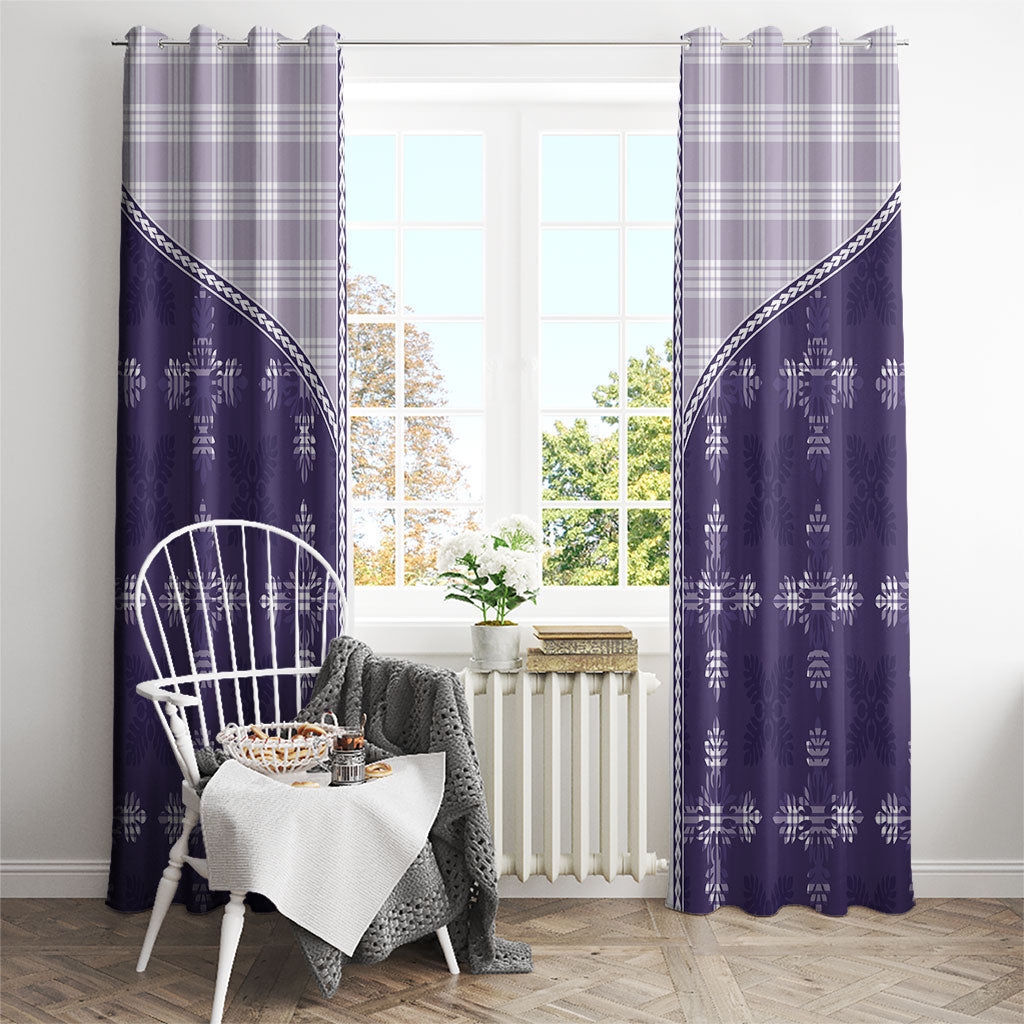 Purple Hawaii Paniolo Quilt Motif Window Curtain LT05 - Polynesian Pride