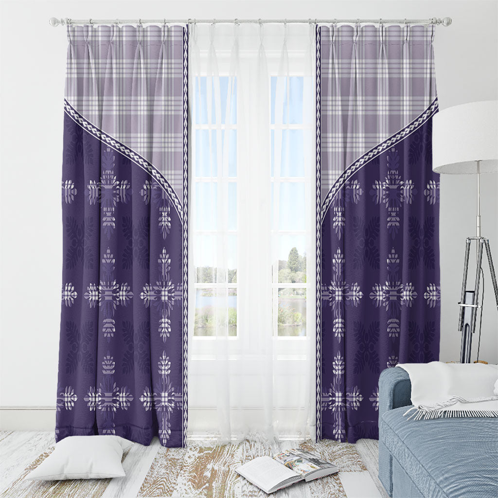 Purple Hawaii Paniolo Quilt Motif Window Curtain LT05 - Polynesian Pride