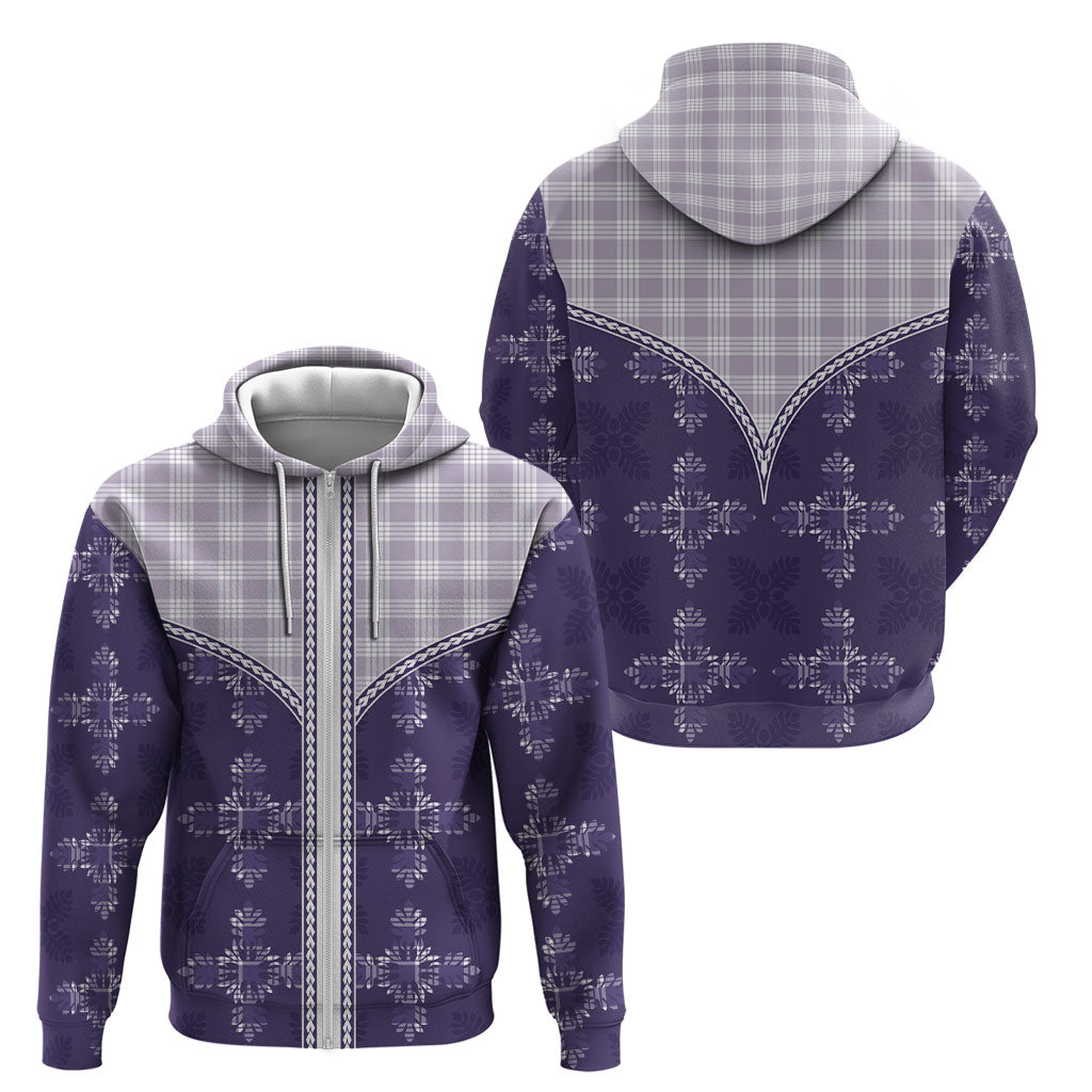 Purple Hawaii Paniolo Quilt Motif Zip Hoodie LT05 - Polynesian Pride