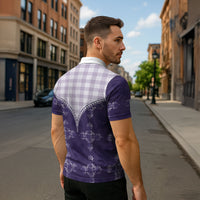 Purple Hawaii Paniolo Quilt Motif Zipper Polo Shirt LT05 - Polynesian Pride