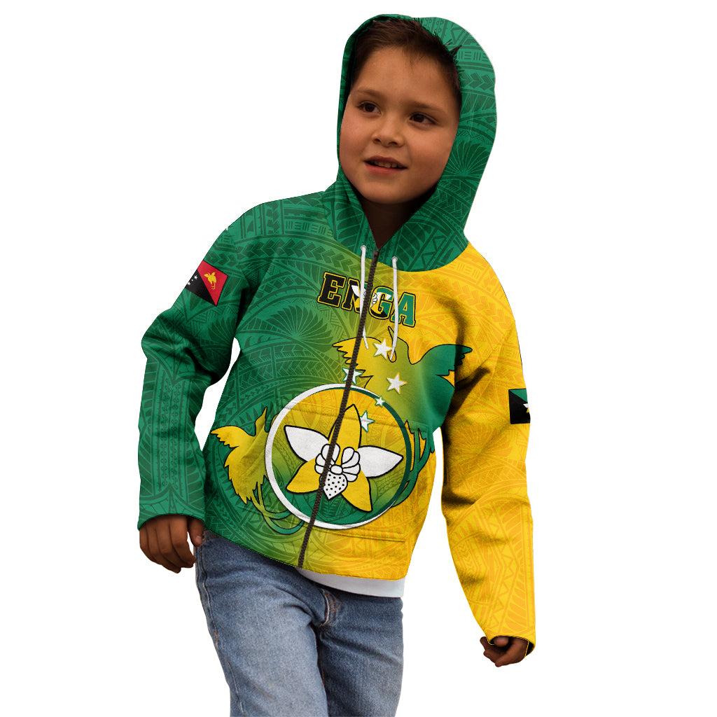 Papua New Guinea Enga Province Kid Hoodie Mix Coat Of Arms Polynesian Pattern LT05 - Polynesian Pride