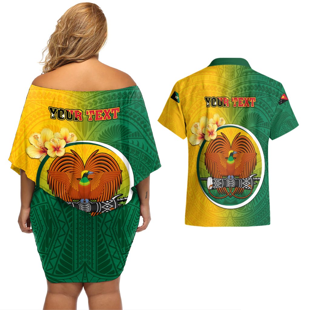 Personalized Papua New Guinea Enga Province Couples Matching Off Shoulder Short Dress and Hawaiian Shirt Mix Coat Of Arms Polynesian Pattern LT05 - Polynesian Pride