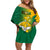 Personalized Papua New Guinea Enga Province Off Shoulder Short Dress Mix Coat Of Arms Polynesian Pattern LT05 Women Green - Polynesian Pride