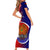 Papua New Guinea Central Province Short Sleeve Bodycon Dress Mix Coat Of Arms Polynesian Pattern LT05 - Polynesian Pride