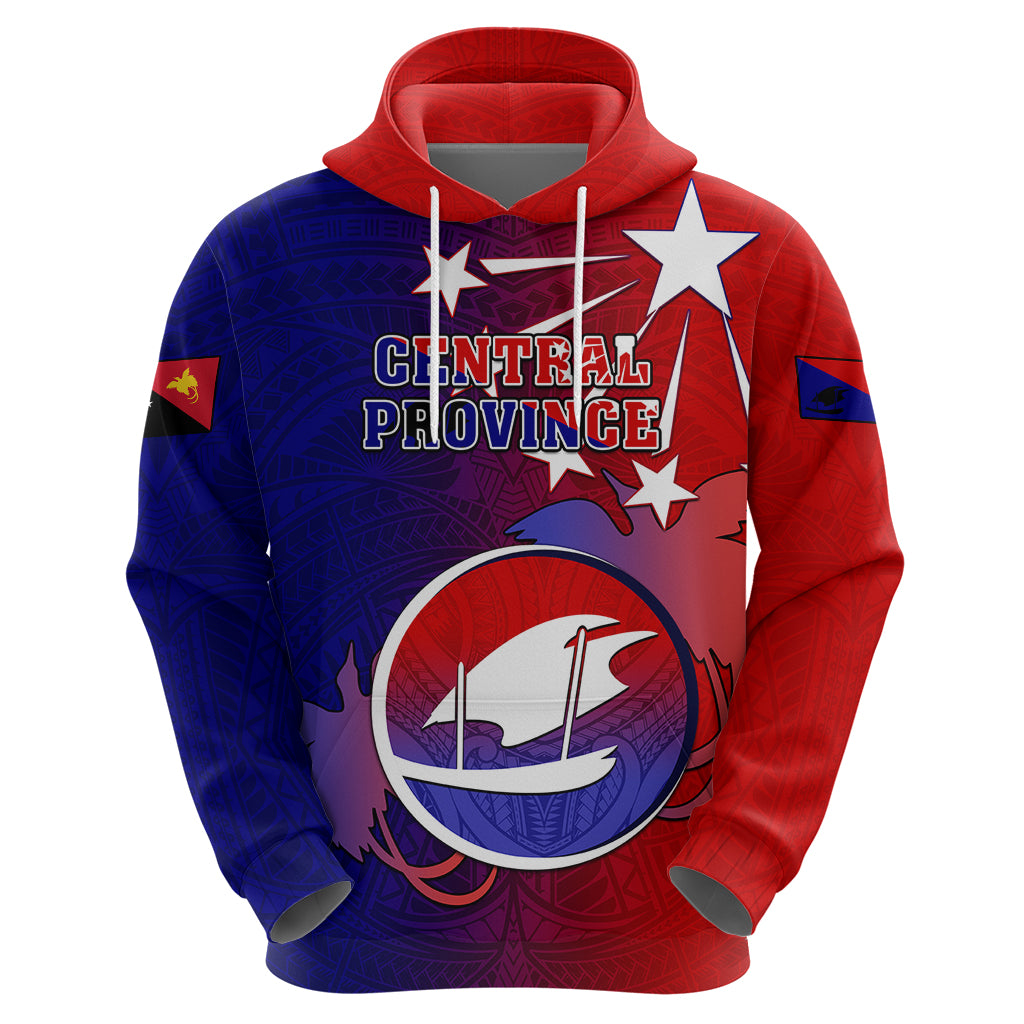 Personalized Papua New Guinea Central Province Hoodie Mix Coat Of Arms Polynesian Pattern LT05 - Polynesian Pride