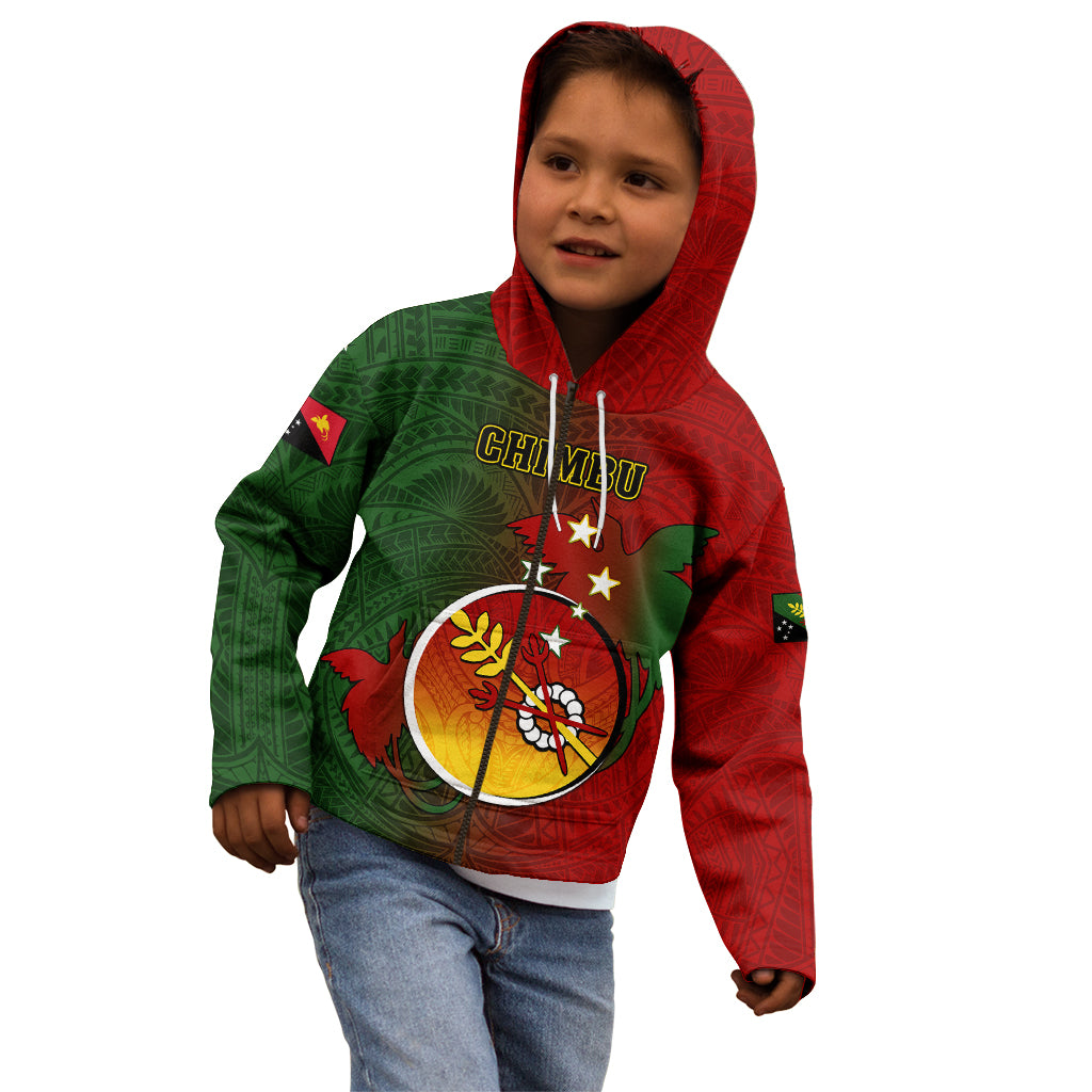 Papua New Guinea Chimbu Province Kid Hoodie Mix Coat Of Arms Polynesian Pattern LT05 - Polynesian Pride