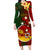 Papua New Guinea Chimbu Province Long Sleeve Bodycon Dress Mix Coat Of Arms Polynesian Pattern LT05 Long Dress Red - Polynesian Pride