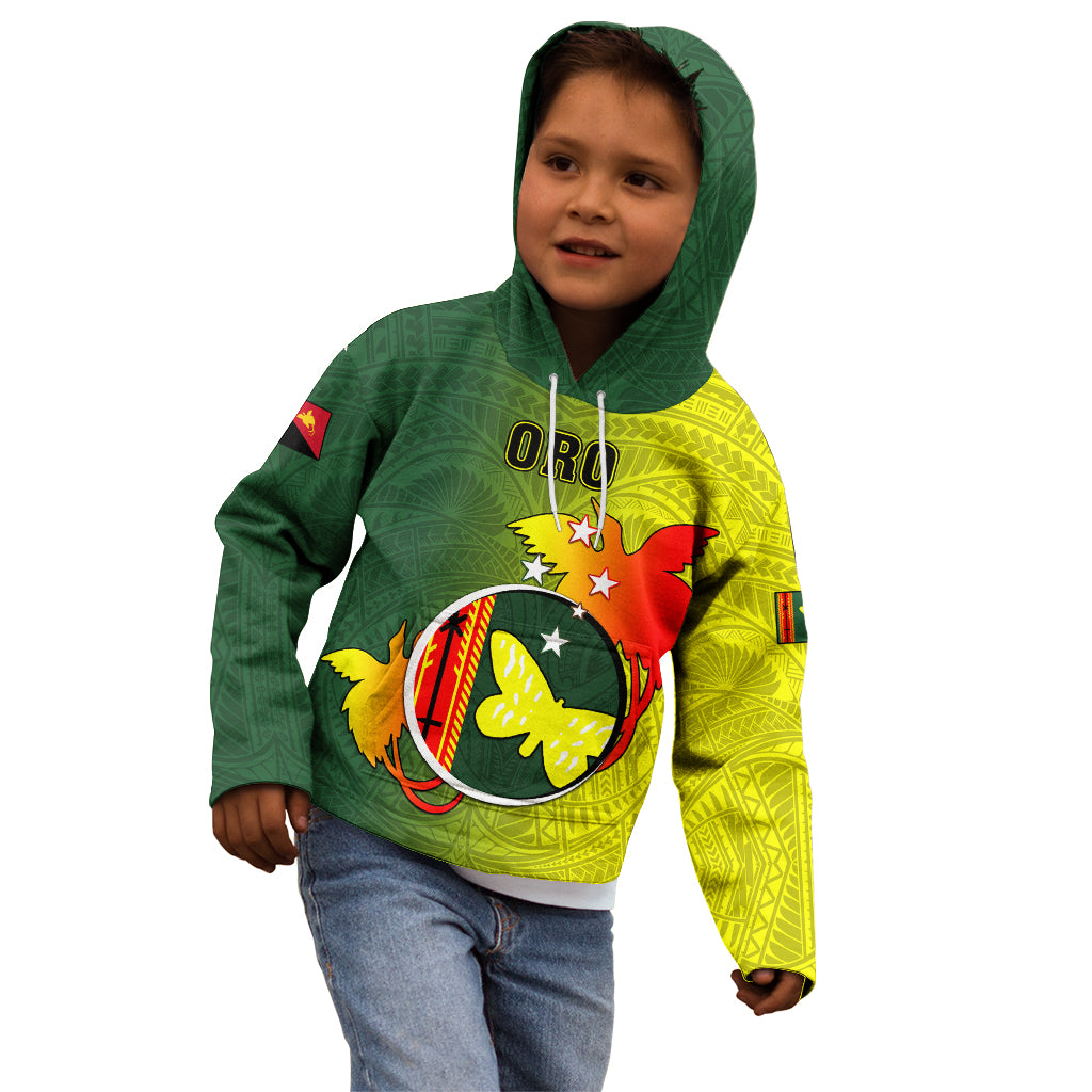 Papua New Guinea Oro Province Kid Hoodie Mix Coat Of Arms Polynesian Pattern LT05 - Polynesian Pride