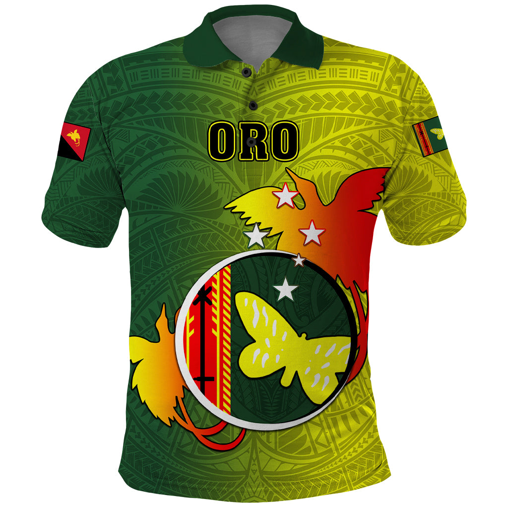 Papua New Guinea Oro Province Polo Shirt Mix Coat Of Arms Polynesian Pattern LT05 Yellow - Polynesian Pride