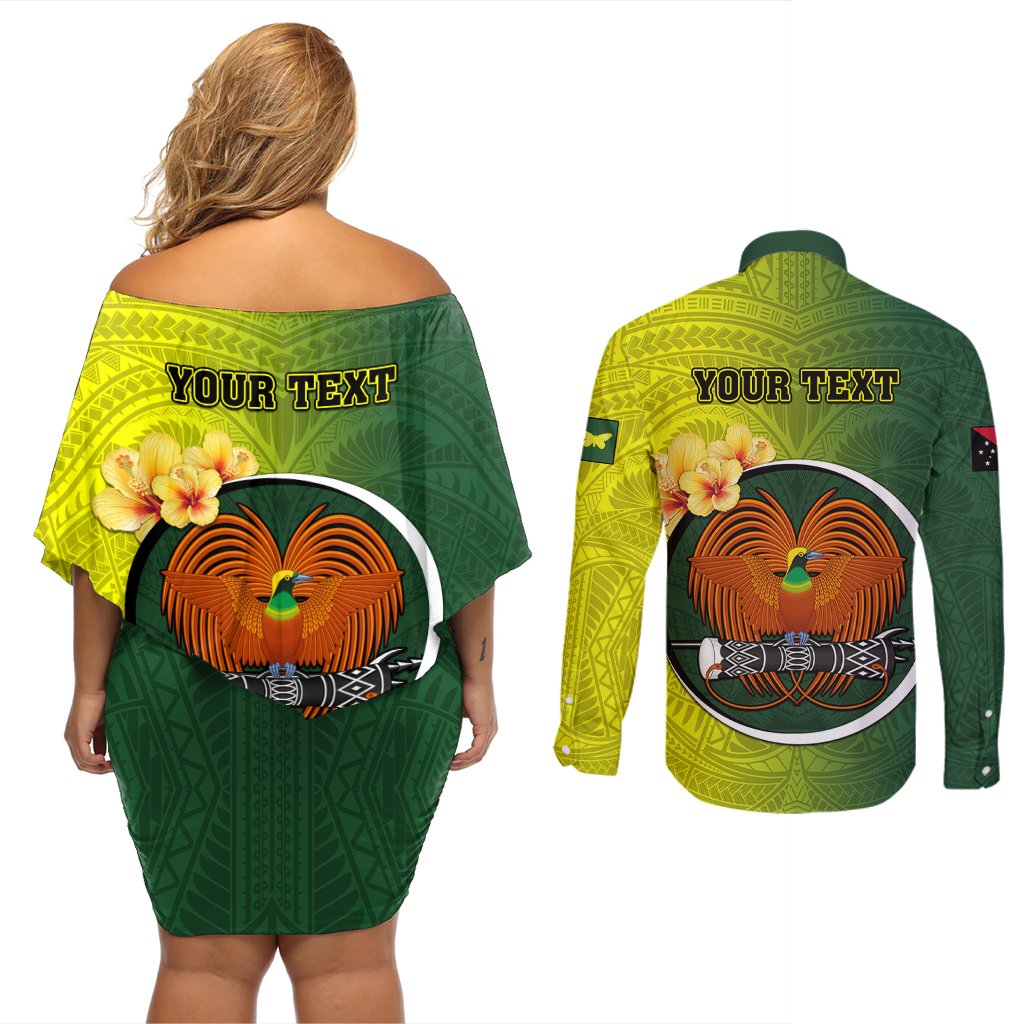 Personalized Papua New Guinea Oro Province Couples Matching Off Shoulder Short Dress and Long Sleeve Button Shirts Mix Coat Of Arms Polynesian Pattern LT05 - Polynesian Pride