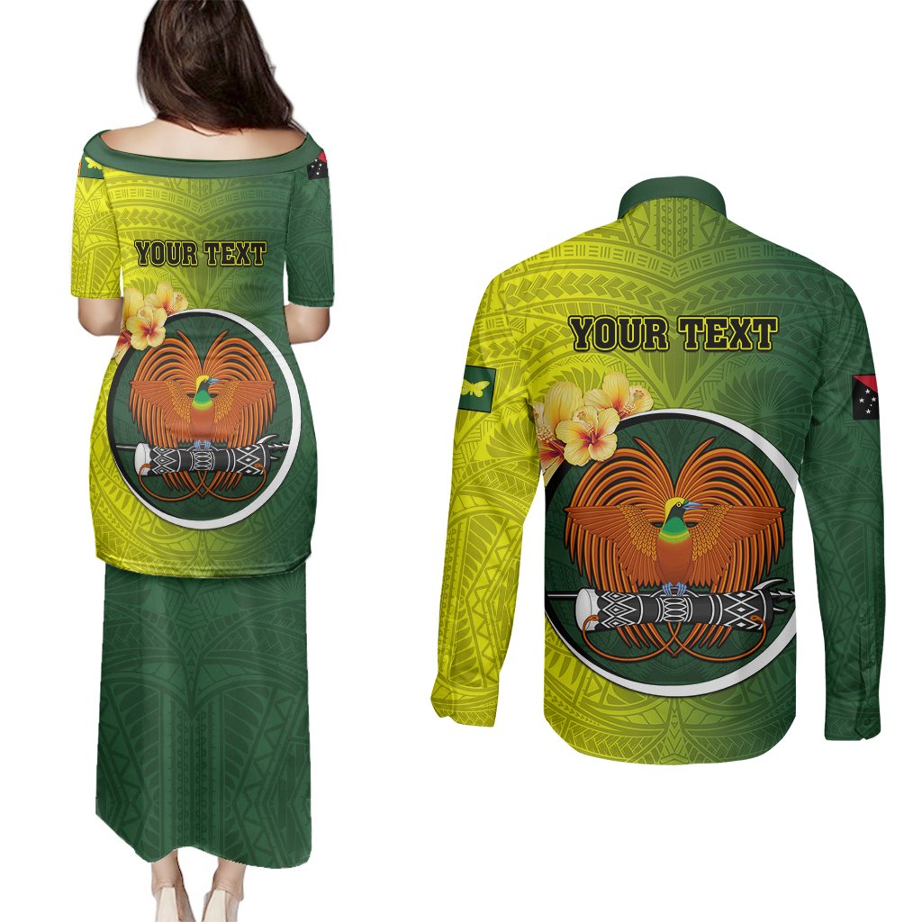 Personalized Papua New Guinea Oro Province Couples Matching Puletasi Dress and Long Sleeve Button Shirts Mix Coat Of Arms Polynesian Pattern LT05 - Polynesian Pride