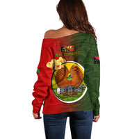 Papua New Guinea Eastern Highlands Province Off Shoulder Sweater Mix Coat Of Arms Polynesian Pattern LT05 - Polynesian Pride