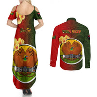 Personalized Papua New Guinea Eastern Highlands Province Couples Matching Summer Maxi Dress and Long Sleeve Button Shirts Mix Coat Of Arms Polynesian Pattern LT05 - Polynesian Pride