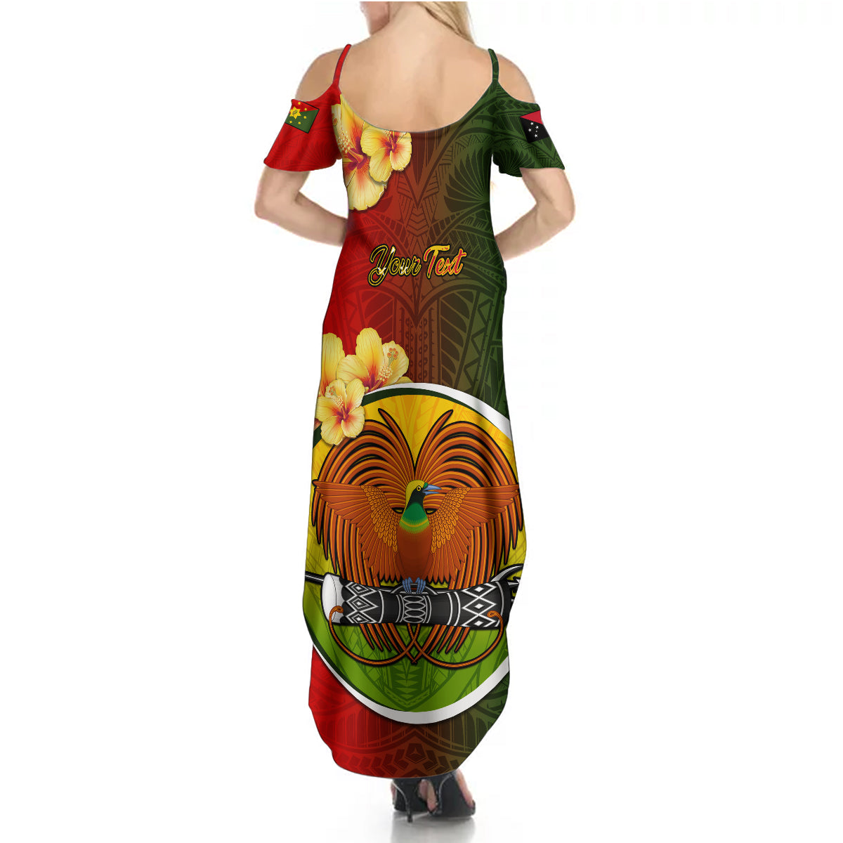 Personalized Papua New Guinea Eastern Highlands Province Summer Maxi Dress Mix Coat Of Arms Polynesian Pattern LT05 - Polynesian Pride