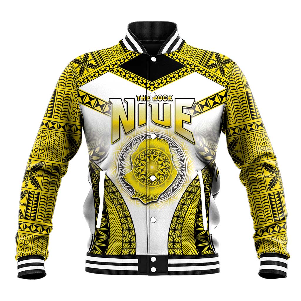 Personalised Niue The Rock Of Polynesia Baseball Jacket Peniamina Gospel Day Yellow Version LT05 Unisex Yellow - Polynesian Pride