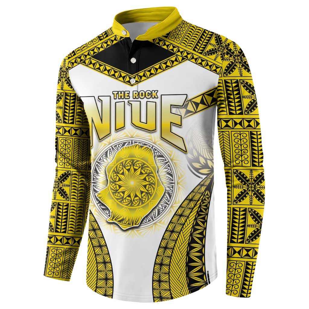 Personalised Niue The Rock Of Polynesia Button Sweatshirt Peniamina Gospel Day Yellow Version LT05 - Polynesian Pride