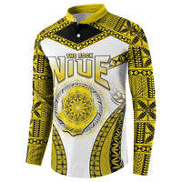 Personalised Niue The Rock Of Polynesia Button Sweatshirt Peniamina Gospel Day Yellow Version LT05 - Polynesian Pride