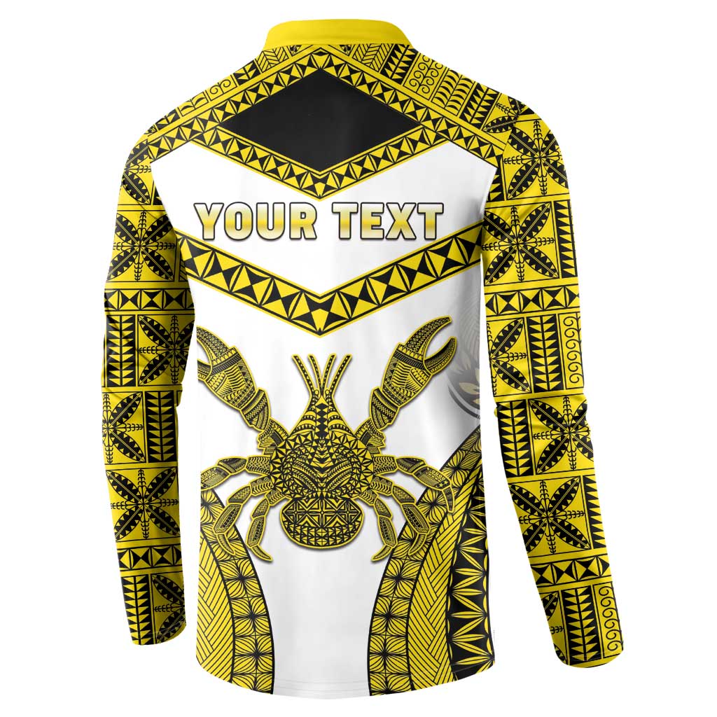 Personalised Niue The Rock Of Polynesia Button Sweatshirt Peniamina Gospel Day Yellow Version LT05 - Polynesian Pride