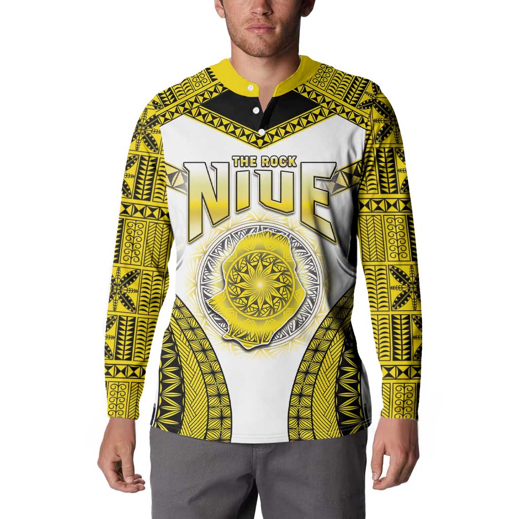 Personalised Niue The Rock Of Polynesia Button Sweatshirt Peniamina Gospel Day Yellow Version LT05 - Polynesian Pride