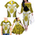 Personalised Niue The Rock Of Polynesia Family Matching Off The Shoulder Long Sleeve Dress and Hawaiian Shirt Peniamina Gospel Day Yellow Version