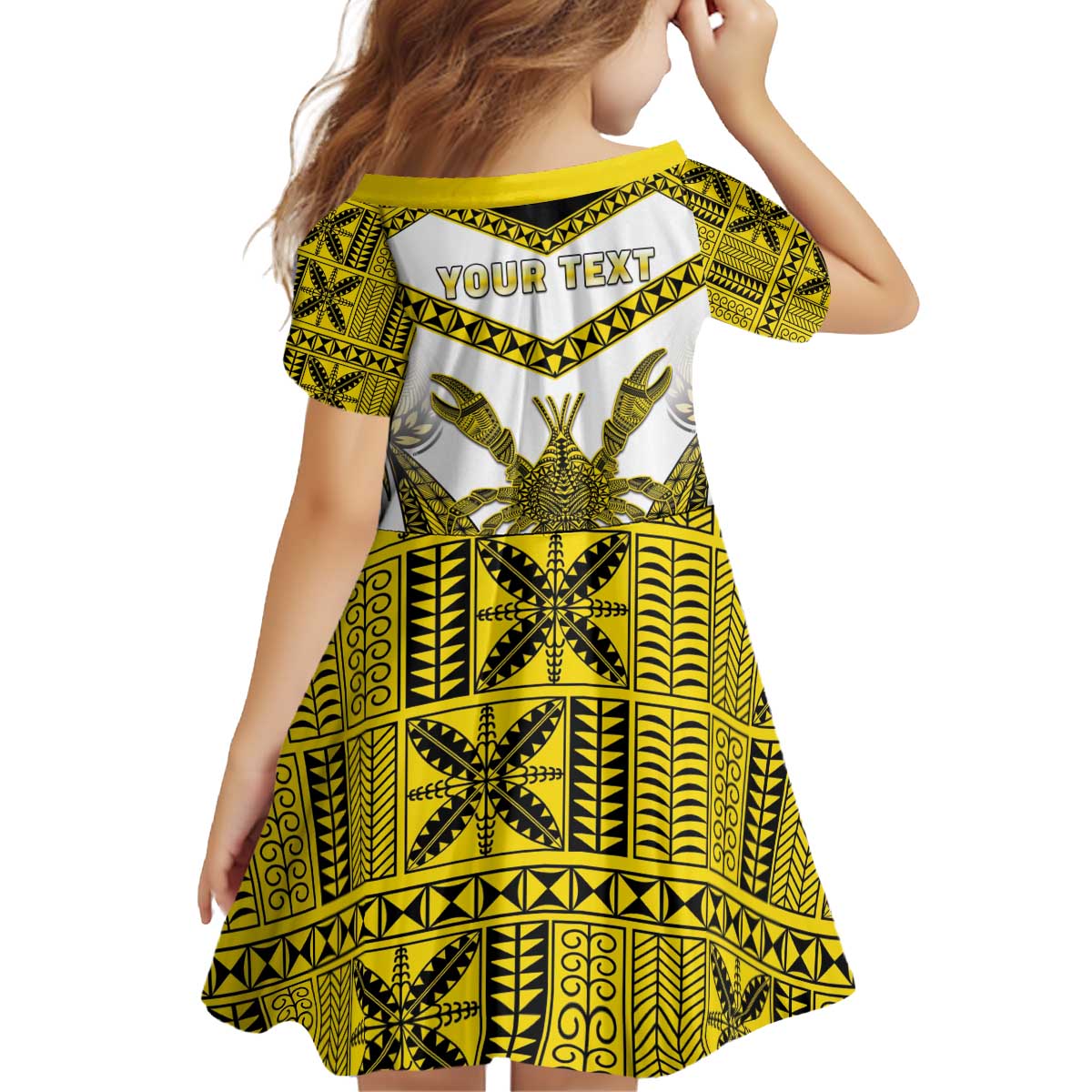 Personalised Niue The Rock Of Polynesia Family Matching Off Shoulder Short Dress and Hawaiian Shirt Peniamina Gospel Day Yellow Version