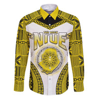 Personalised Niue The Rock Of Polynesia Family Matching Off Shoulder Short Dress and Hawaiian Shirt Peniamina Gospel Day Yellow Version