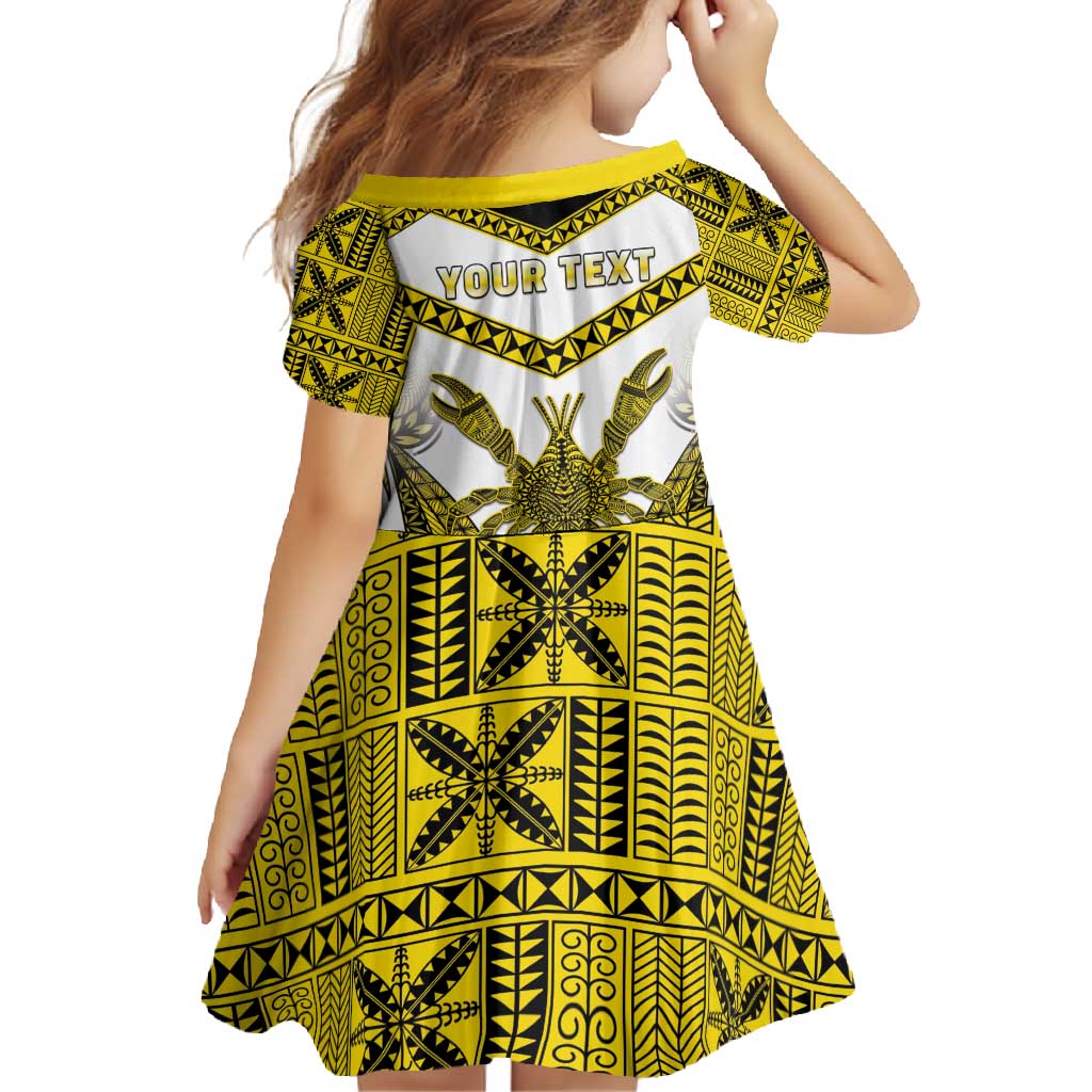 Personalised Niue The Rock Of Polynesia Family Matching Short Sleeve Bodycon Dress and Hawaiian Shirt Peniamina Gospel Day Yellow Version