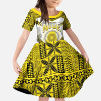 Personalised Niue The Rock Of Polynesia Kid Short Sleeve Dress Peniamina Gospel Day Yellow Version