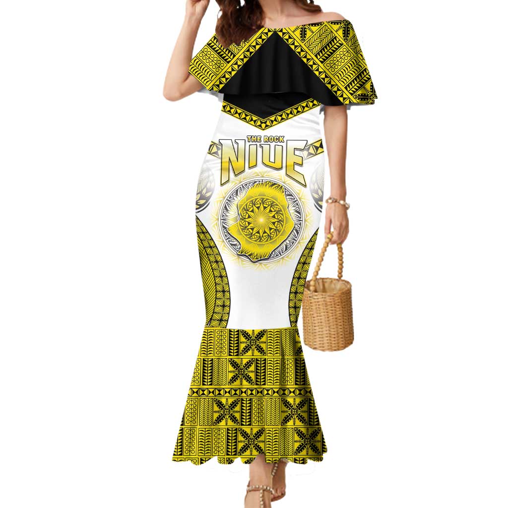 Personalised Niue The Rock Of Polynesia Mermaid Dress Peniamina Gospel Day Yellow Version