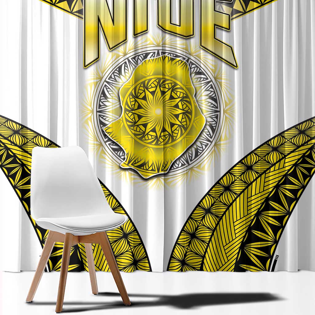 Niue The Rock Of Polynesia Window Curtain Peniamina Gospel Day Yellow Version LT05 - Polynesian Pride