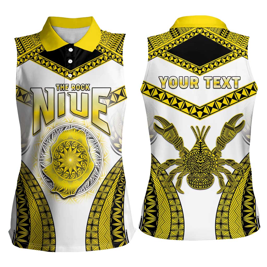Personalised Niue The Rock Of Polynesia Women Sleeveless Polo Shirt Peniamina Gospel Day Yellow Version