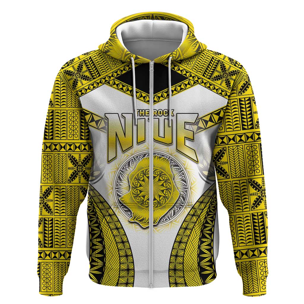 Personalised Niue The Rock Of Polynesia Zip Hoodie Peniamina Gospel Day Yellow Version