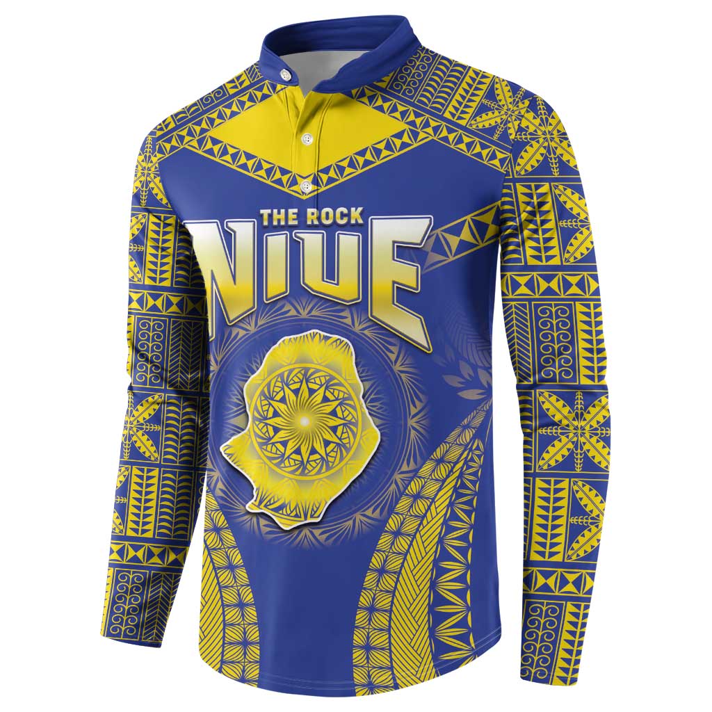 Personalised Niue The Rock Of Polynesia Button Sweatshirt Peniamina Gospel Day Blue Version LT05 - Polynesian Pride