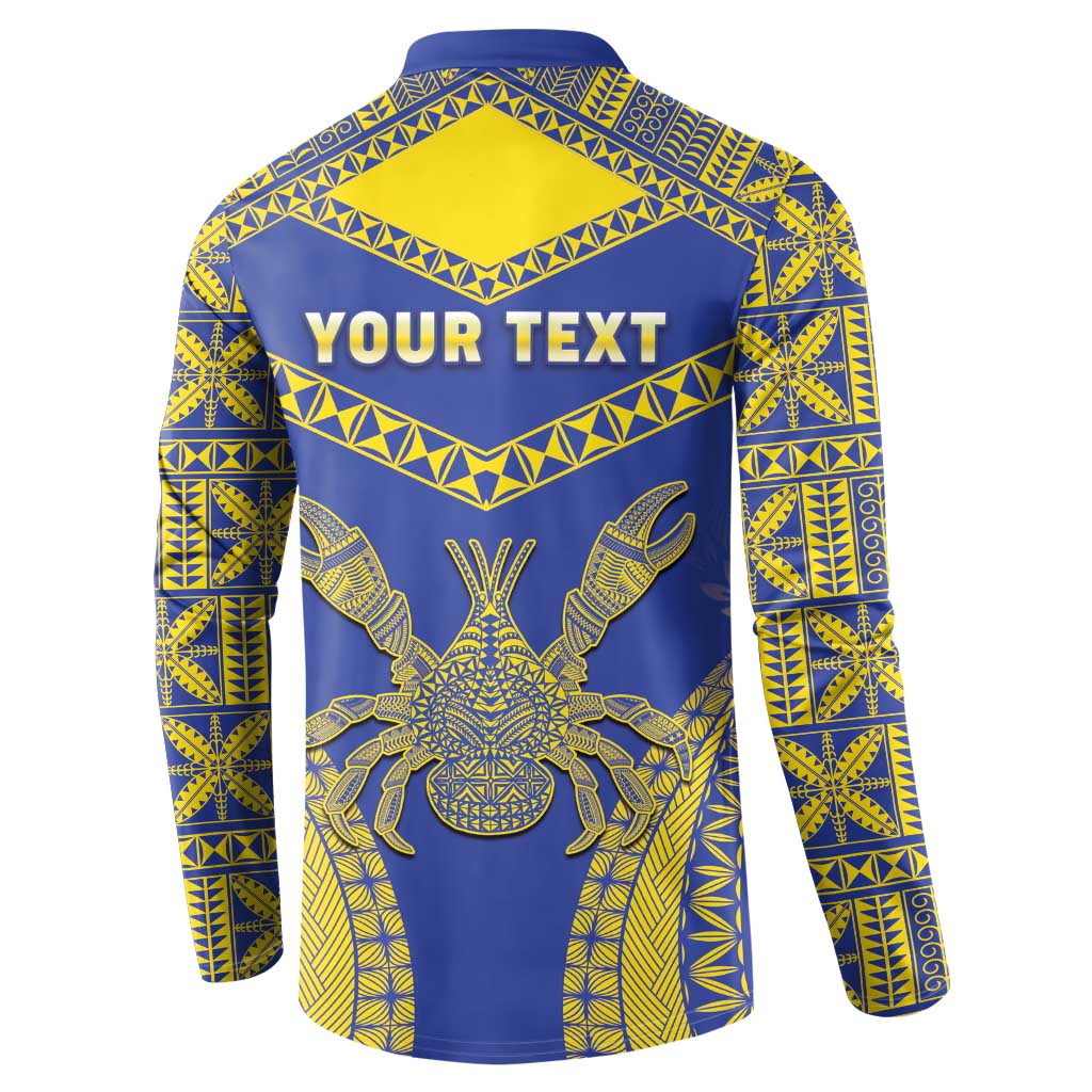 Personalised Niue The Rock Of Polynesia Button Sweatshirt Peniamina Gospel Day Blue Version LT05 - Polynesian Pride