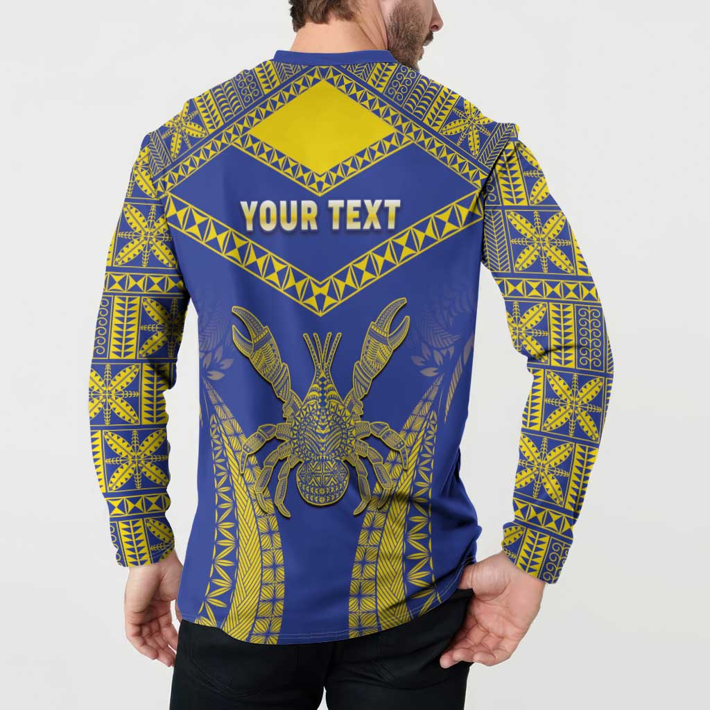Personalised Niue The Rock Of Polynesia Button Sweatshirt Peniamina Gospel Day Blue Version LT05 - Polynesian Pride