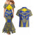 Personalised Niue The Rock Of Polynesia Couples Matching Mermaid Dress and Hawaiian Shirt Peniamina Gospel Day Blue Version