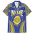 Personalised Niue The Rock Of Polynesia Family Matching Long Sleeve Bodycon Dress and Hawaiian Shirt Peniamina Gospel Day Blue Version