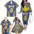 Personalised Niue The Rock Of Polynesia Family Matching Off The Shoulder Long Sleeve Dress and Hawaiian Shirt Peniamina Gospel Day Blue Version