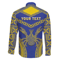 Personalised Niue The Rock Of Polynesia Family Matching Off The Shoulder Long Sleeve Dress and Hawaiian Shirt Peniamina Gospel Day Blue Version