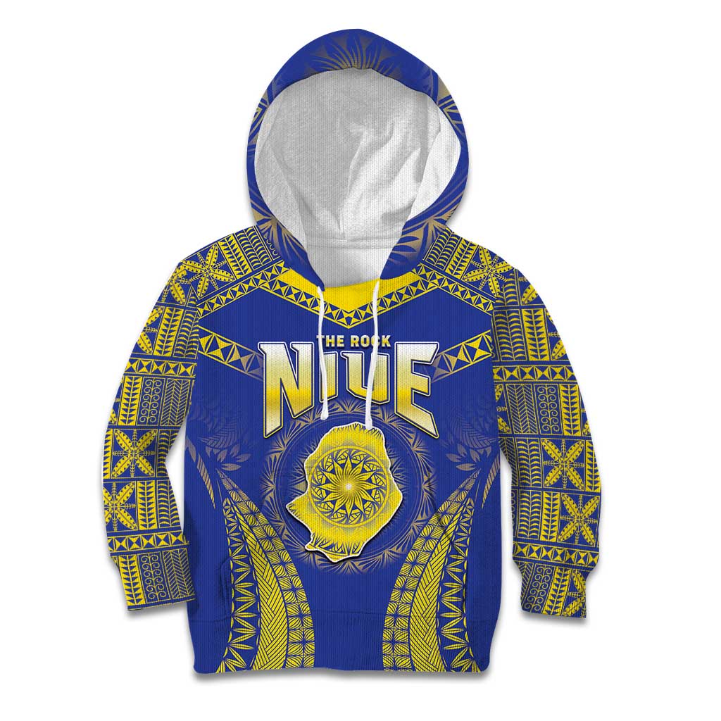 Personalised Niue The Rock Of Polynesia Kid Hoodie Peniamina Gospel Day Blue Version