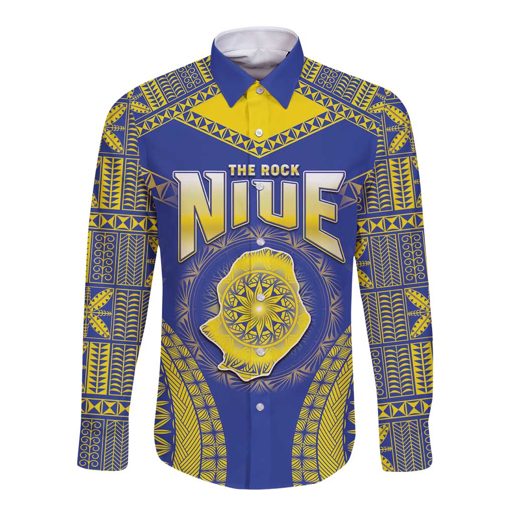 Personalised Niue The Rock Of Polynesia Long Sleeve Button Shirt Peniamina Gospel Day Blue Version